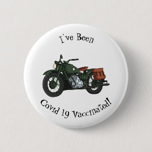 Military cruiser motorcycle cartoon illustration 6 cm round badge