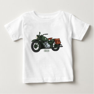 Military cruiser motorcycle cartoon illustration baby T-Shirt