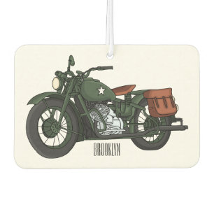 Military cruiser motorcycle cartoon illustration car air freshener