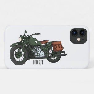 Military cruiser motorcycle cartoon illustration iPhone 11 case