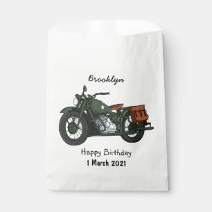 Military cruiser motorcycle cartoon illustration favour bag