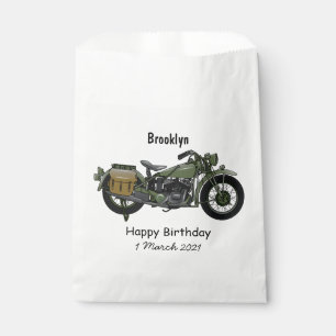 Military cruiser motorcycle cartoon illustration favour bag