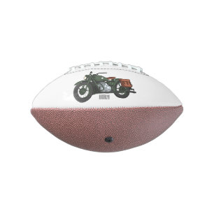 Military cruiser motorcycle cartoon illustration football
