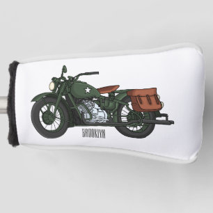 Military cruiser motorcycle cartoon illustration golf head cover