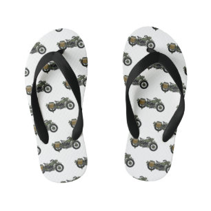 Military cruiser motorcycle cartoon illustration kid's thongs