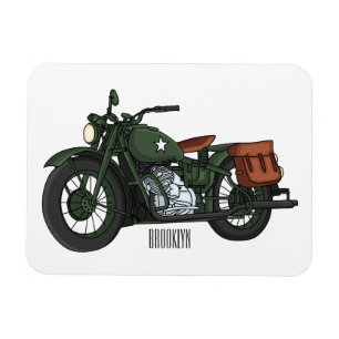 Military cruiser motorcycle cartoon illustration magnet