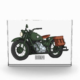 Military cruiser motorcycle cartoon illustration photo block