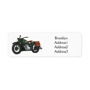Military cruiser motorcycle cartoon illustration return address label