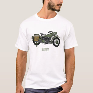 Military cruiser motorcycle cartoon illustration T-Shirt