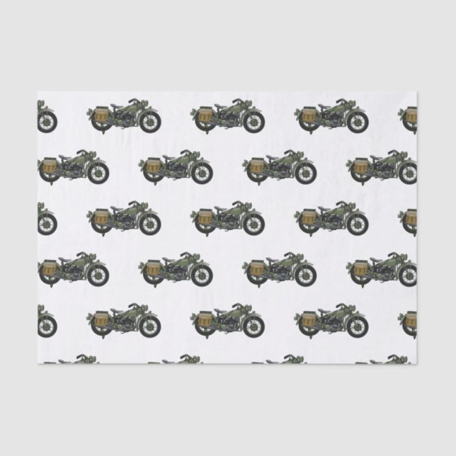 Military cruiser motorcycle cartoon illustration tissue paper (Front)