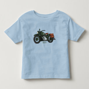 Military cruiser motorcycle cartoon illustration toddler T-Shirt