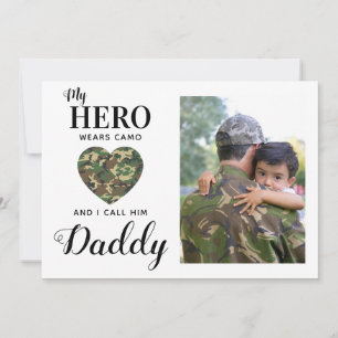 Military Dad My Hero Wears Camo Fathers Day Photo Holiday Card