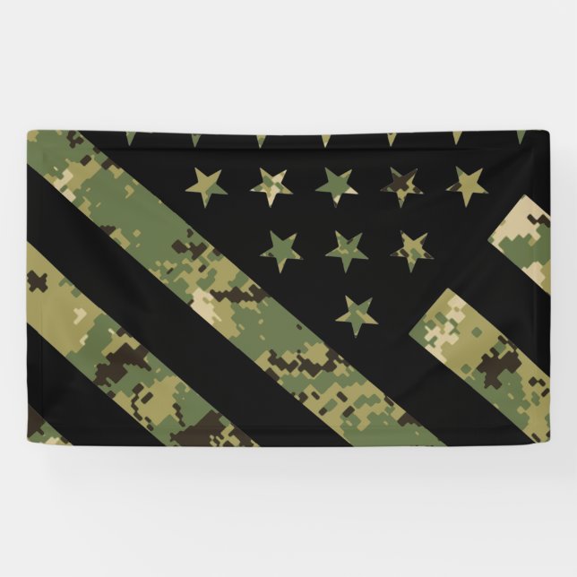 Military Digital Camouflage US Flag Banner (Horizontal)