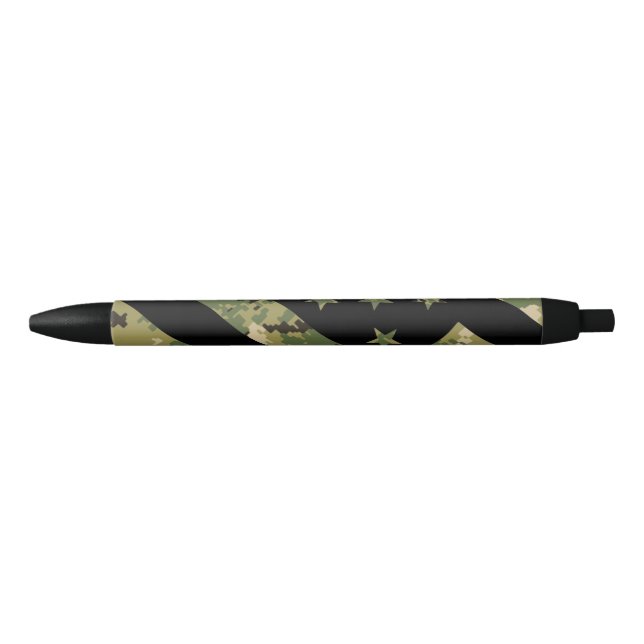 Military Digital Camouflage US Flag Black Ink Pen (Front)
