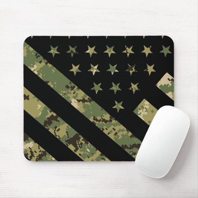 Military Digital Camouflage US Flag Mouse Pad (With Mouse)