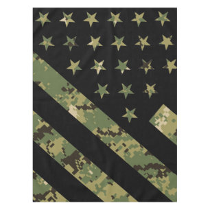 Military Digital Camouflage US Flag Tablecloth