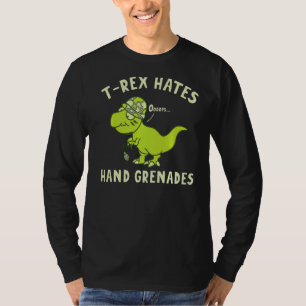 Military Dino Rex Hates Hand Grenades T-Shirt