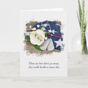 Military Dog Tags and White Rose Sympathy  Card