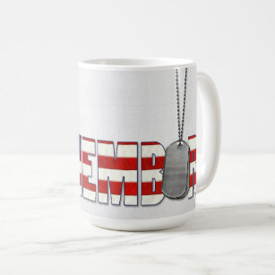 military dog tags on American flag text Coffee Mug