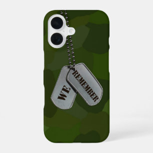 Military Dog Tags On Camo iPhone 16 Case