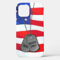 Military Dog Tags on USA Flag