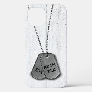 Military Dog Tags on Wood Case-Mate iPhone Case