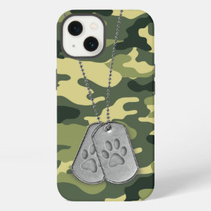 Military Dog Tags with Paw Prints On Camo iPhone 13 Case