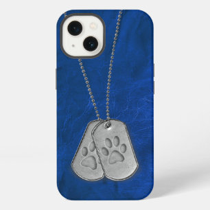 Military Dog Tags with Paw Prints On Leather iPhone 13 Case