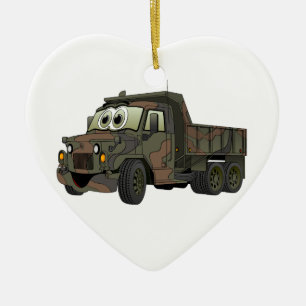 Military Dump Truck Cartoon Ceramic Tree Decoration