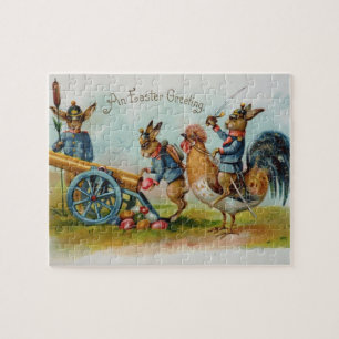 Military Easter Bunnies Antique Post Card Puzzle