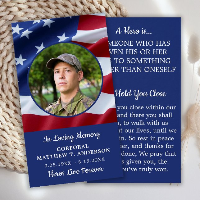 Military Fallen Soldier American Flag Prayer Card (Creator Uploaded)