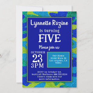 Military Family Camouflage Glitter Birthday Party  Invitation