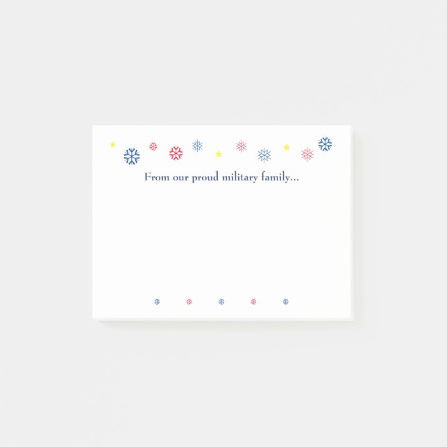 Military Family Christmas Quote Snowflakes Post-it Notes (Front)