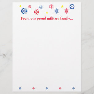 Military Family Christmas Snowflakes Customisable Custom Letterhead