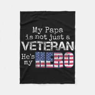 Military Family Veteran Support My Papa Us Veteran Fleece Blanket