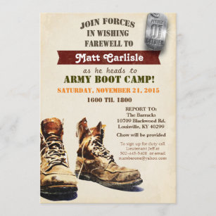 Military Farewell Going Away Boot Camp Invitation