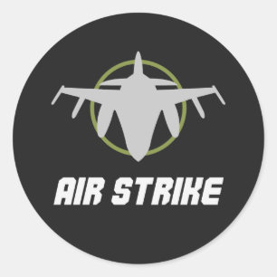 Military Fighter Jet Air Strike Classic Round Sticker