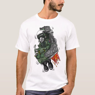 Military Fighter Jet Pilot Ejection Seat Cartoon T-Shirt