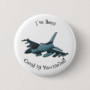 Military fighter jet plane cartoon 6 cm round badge