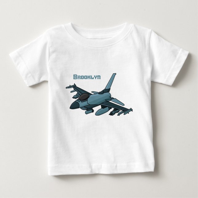 Military fighter jet plane cartoon baby T-Shirt (Front)