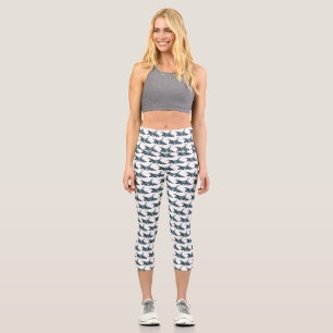Military fighter jet plane cartoon capri leggings
