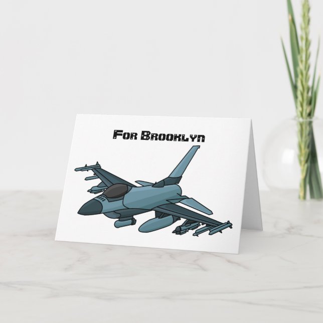 Military fighter jet plane cartoon card (Front)