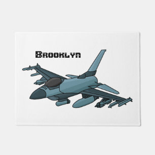Military fighter jet plane cartoon doormat