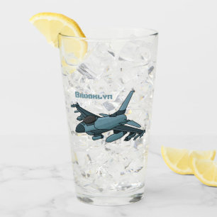 Military fighter jet plane cartoon glass