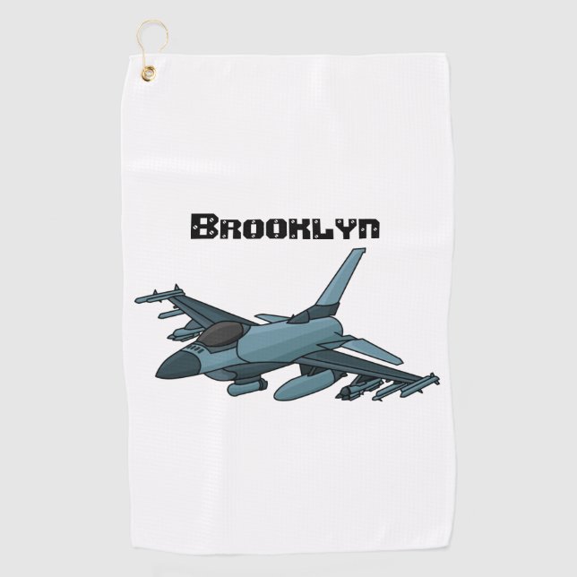 Military fighter jet plane cartoon golf towel (Front)