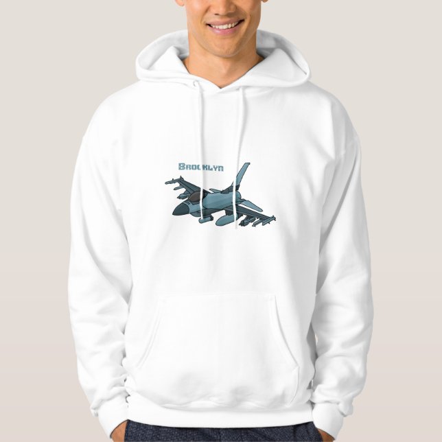 Military fighter jet plane cartoon hoodie (Front)