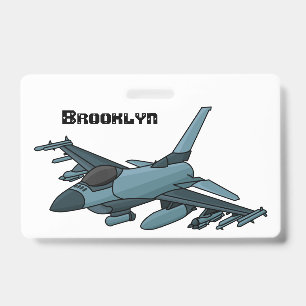 Military fighter jet plane cartoon ID badge