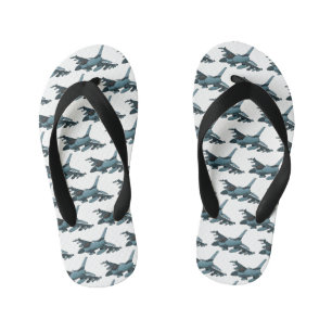 Military fighter jet plane cartoon kid's thongs