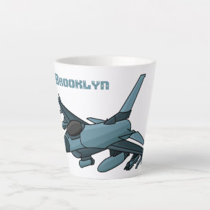 Military fighter jet plane cartoon  latte mug