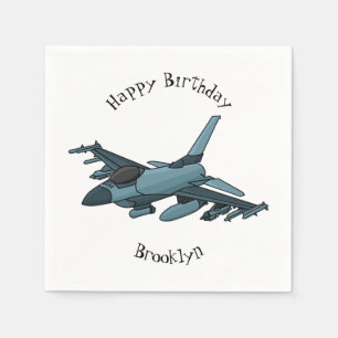 Military fighter jet plane cartoon napkin
